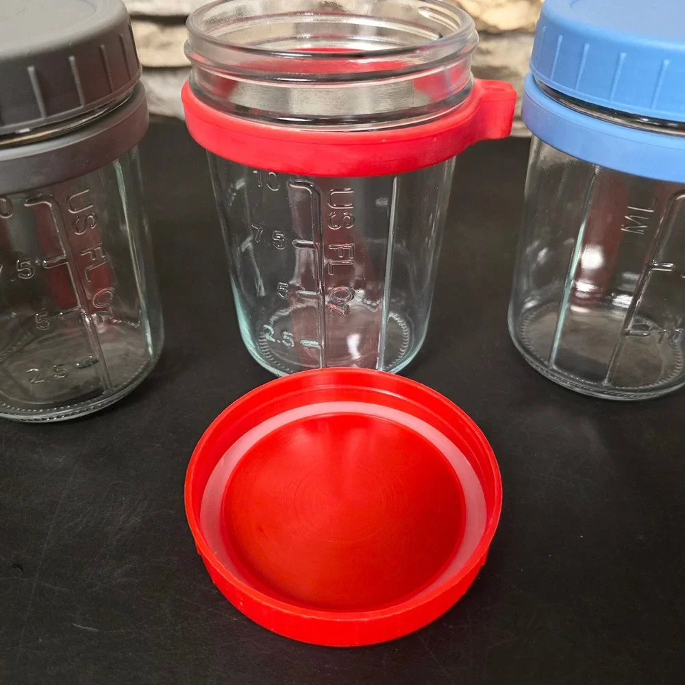 5 Pack 10oz Glass Overnight Oats Jars w/ Colored Lids‎ - No Spoons
